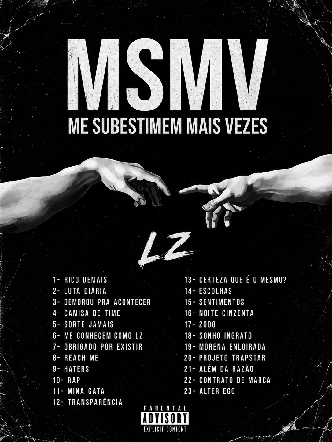 Flyer original com a lista de músicas do MSMV